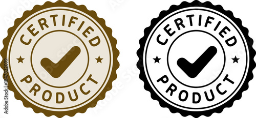 Authentic Certified Product Seal Stamp Icon with Check Mark for Quality Assurance, Guarantee, Approval, and Official Verification, Isolated on Black Background for Graphic Design Projects.
