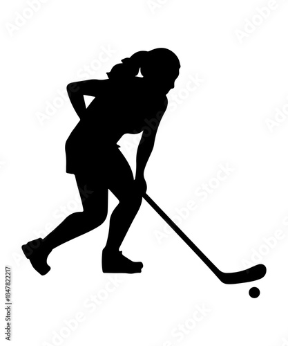 silhouette of hockey player playing hockey