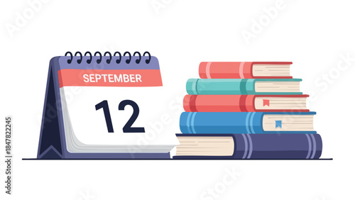 Academic planning and focused learning for new knowledge acquisition depicted with a calendar and educational texts on a bright background
