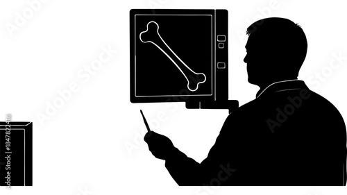 Doctor examining x-ray with transparent background