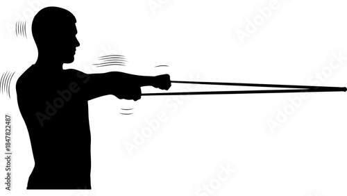 Man shooting slingshot with transparent background