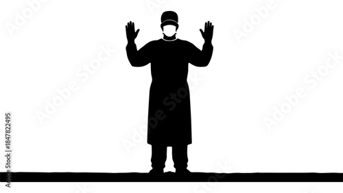 Muslim man praying with raised hands with transparent background