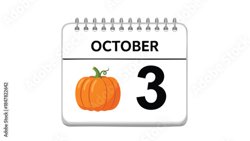 October 3rd autumn calendar reminder with a vibrant pumpkin symbol