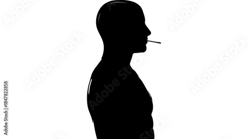 Man profile with cigarette with transparent background