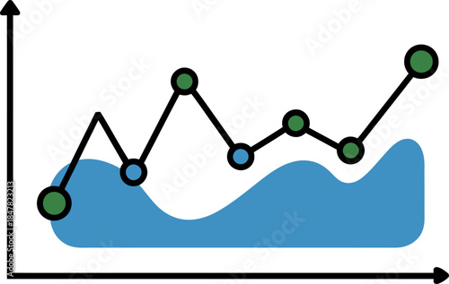 A line graph displays fluctuating data points over time.