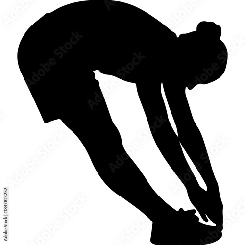 Woman stretching exercise silhouette with transparent background