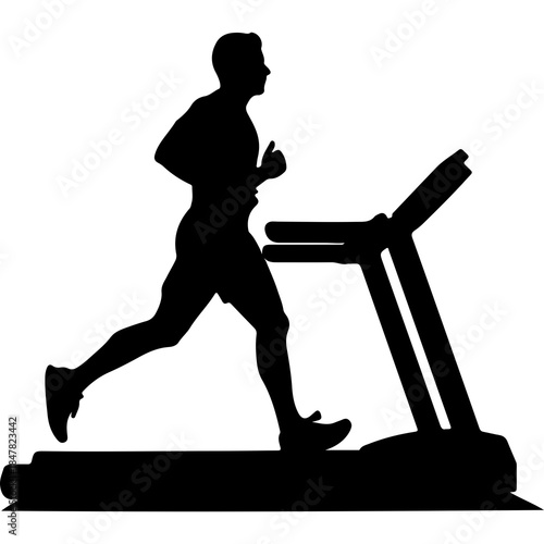 Man running on treadmill with transparent background