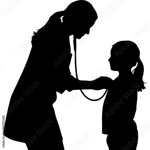 Doctor examining child with transparent background