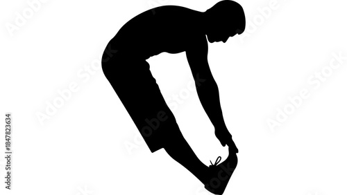 Man stretching leg with transparent background