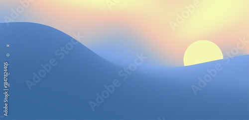 Blue abstract ocean seascape. Sea surface. Water waves. Nature background. Landscape with mountains. Vector illustration for banner, flyer, poster, cover or brochure.