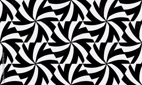 Seamless pattern. Abstract striped background. Black and white design. Vector illustration for textile printing, packaging, wrapper, etc.