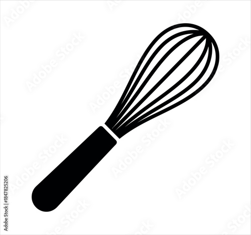 Black kitchen whisk icon for cooking, baking, and culinary use
