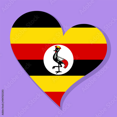 Free Download Isolated national flag of The Republic of Uganda. Love flag of Uganda. Uganda heart-shaped flag vector illustration color background. - GFXLoad