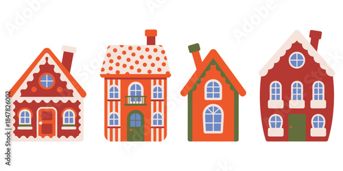 Gingerbread houses christmas holiday winter snow candy sweet treat festive cute fun, perfect for holiday greeting cards,