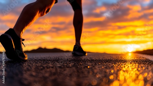 Sunset Runner Silhouette on Desert Road