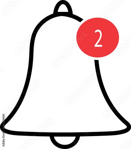 Message notification bell vector line icon for incoming inbox