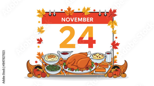 Autumnal Feast Date Display with Bountiful Harvest Meal and Seasonal Decor elements a festive gathering visual