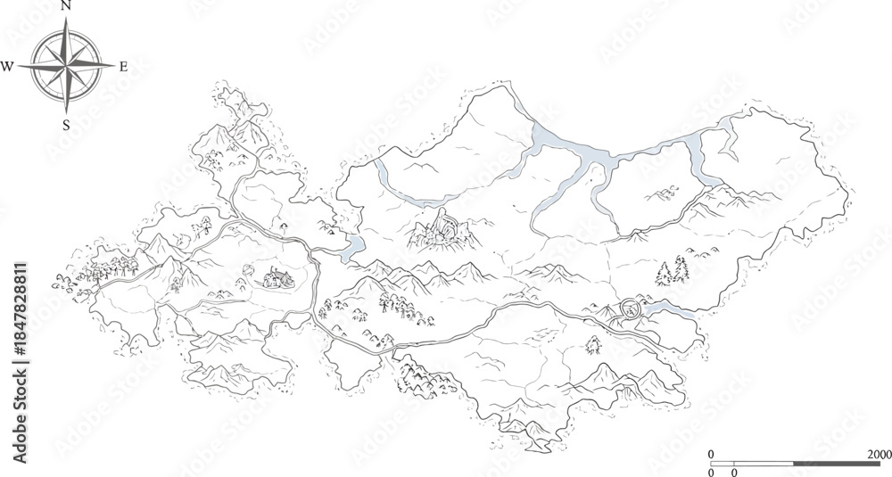 Fototapeta premium Detailed Vector Map Outline of Island Region