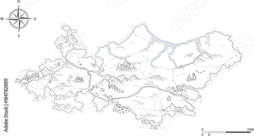 Detailed Vector Map Outline of Island Region