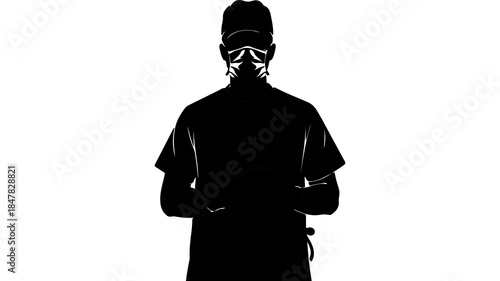 Surgeon in scrubs with transparent background