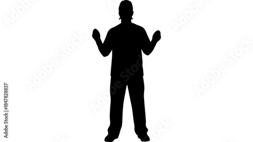 Man standing with arms outstretched with transparent background