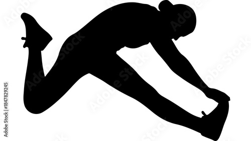 Woman stretching leg with transparent background