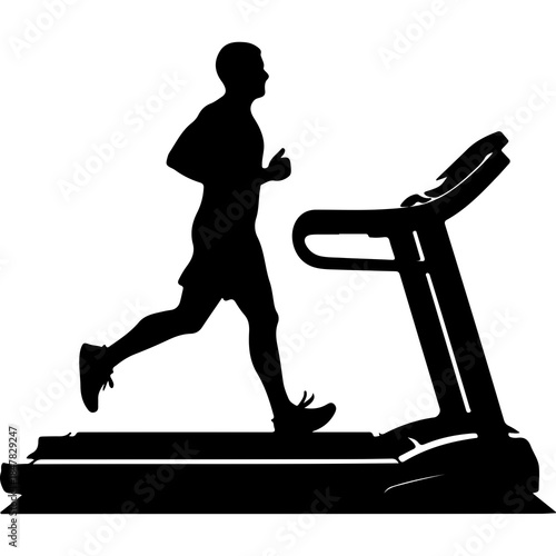 Man running on treadmill with transparent background