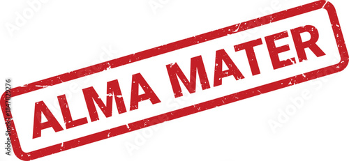 Distressed Red Alma Mater Rubber Stamp on White Background Graduation and Education Concept