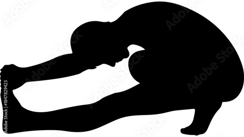 Person stretching silhouette with transparent background