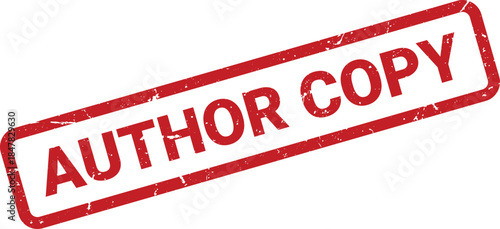 Angled Red Author Copy Stamp With Grunge Texture on White Background for Text and Design