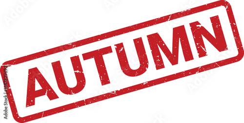 Red Ink Stamp with the Word Autumn on a White Background, Grunge Texture