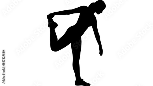 Woman stretching leg with transparent background