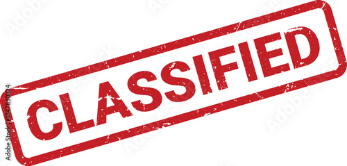 Red Classified Stamp on White Background, Security Information Restriction