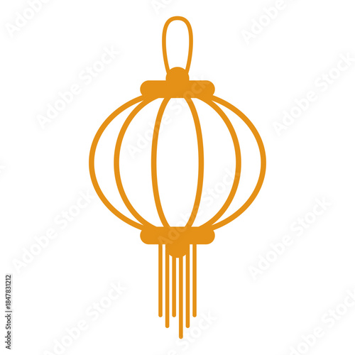 Minimal golden line art Chinese lantern illustration representing Lunar New Year and Chinese New Year celebration, symbol of luck, prosperity, fortune, and elegant festive decoration