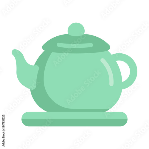 Minimal green teapot icon symbolizing harmony, prosperity, and warm hospitality for Lunar New Year celebrations. Suitable for Asian culture, festive design, and holiday concepts