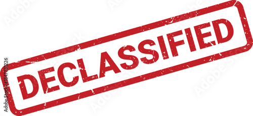 Isolated Red Declassified Rubber Stamp Impression on White Background File