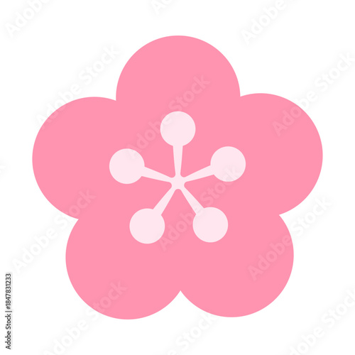 Minimal pink plum blossom icon symbolizing Lunar New Year and Chinese New Year, representing luck, prosperity, renewal, and festive Asian celebration for design use