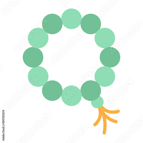 Minimal green jade bracelet icon symbolizing luck, protection, and prosperity in Chinese culture. Perfect for Lunar New Year, Asian traditions, and festive design concepts
