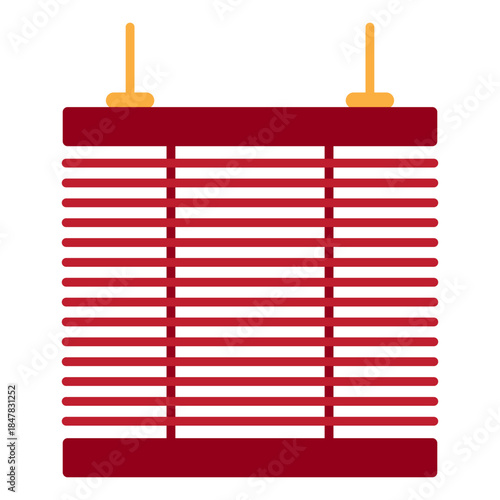 Minimal red Chinese blinds illustration representing Lunar New Year and Chinese New Year decoration, symbol of luck, prosperity, fortune, and traditional Asian culture