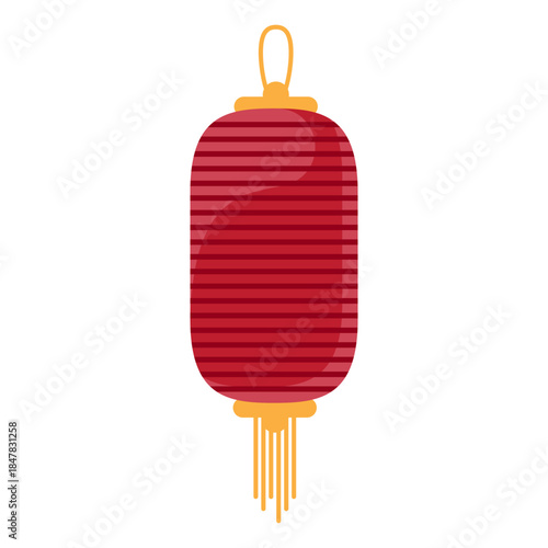 Red lantern icon symbolizing celebration and good fortune for Lunar New Year, Red Chinese lantern icon with golden tassels symbolizing luck, prosperity, and celebration for Chinese New Year