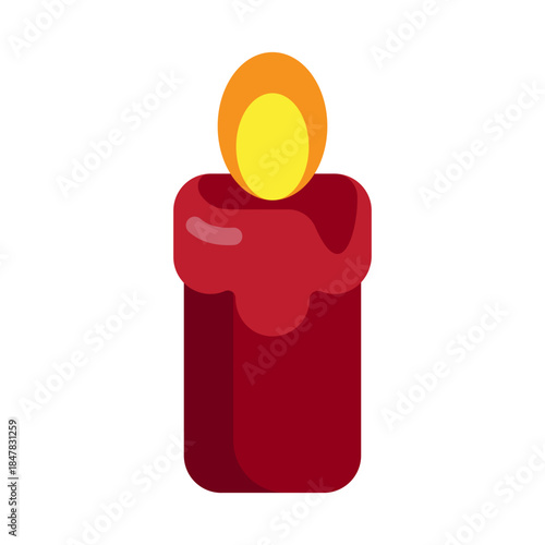 Red candle with flame icon symbolizing luck, light, prosperity, and new beginnings. Ideal for Lunar New Year, Chinese New Year, and Asian festive concepts