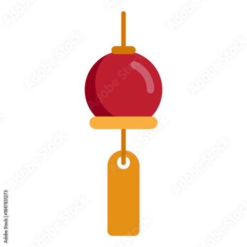 Red feng shui wind chime icon symbolizing wealth attraction, Wind chime for attracting wealth minimal, good luck, prosperity, and Lunar New Year or Chinese New Year celebrations