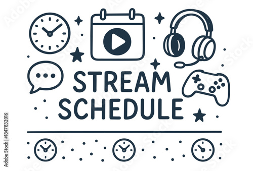 Stream schedule with gaming controller and headphones