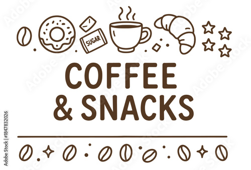 Coffee and snacks design with donut and croissant icons