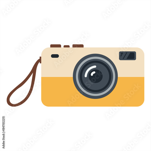 Vintage Camera Illustration: A vintage camera illustrated in a warm color palette, evoking nostalgia and the charm of capturing timeless moments. 