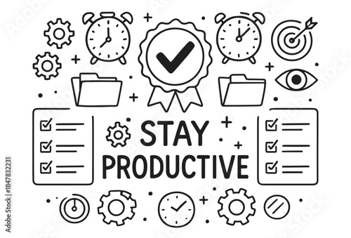 Stay productive: time management and efficiency icons for increased productivity