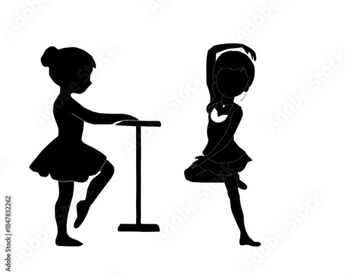 Cute Kids Ballerina Silhouettes.Vector Dance Girls Collection. Ballet Girl Silhouette Set. Little Ballerina Vector Silhouettes. Children Ballet Dance Silhouettes. kids ballerina silhouette.
