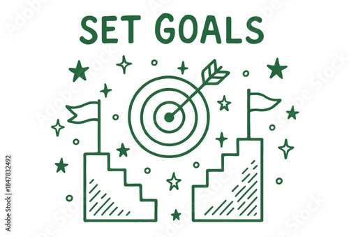Inspirational goal setting with targets and stars