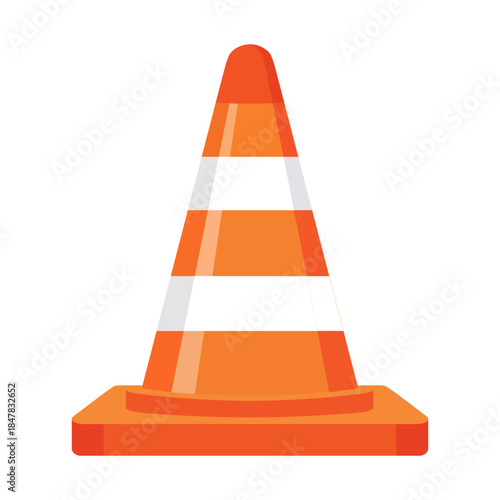Road Safety Icon: A vibrant safety cone stands as a clear symbol of caution, its bright orange hue and reflective stripes ensuring visibility and marking areas needing attention.