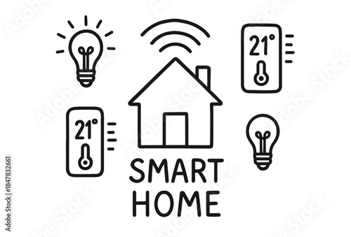 Smart home technology with connected thermostats and light bulbs